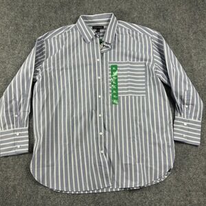 Banana Republic Shirt Womens XL Blue White Stripe Button Front Long Sleeve